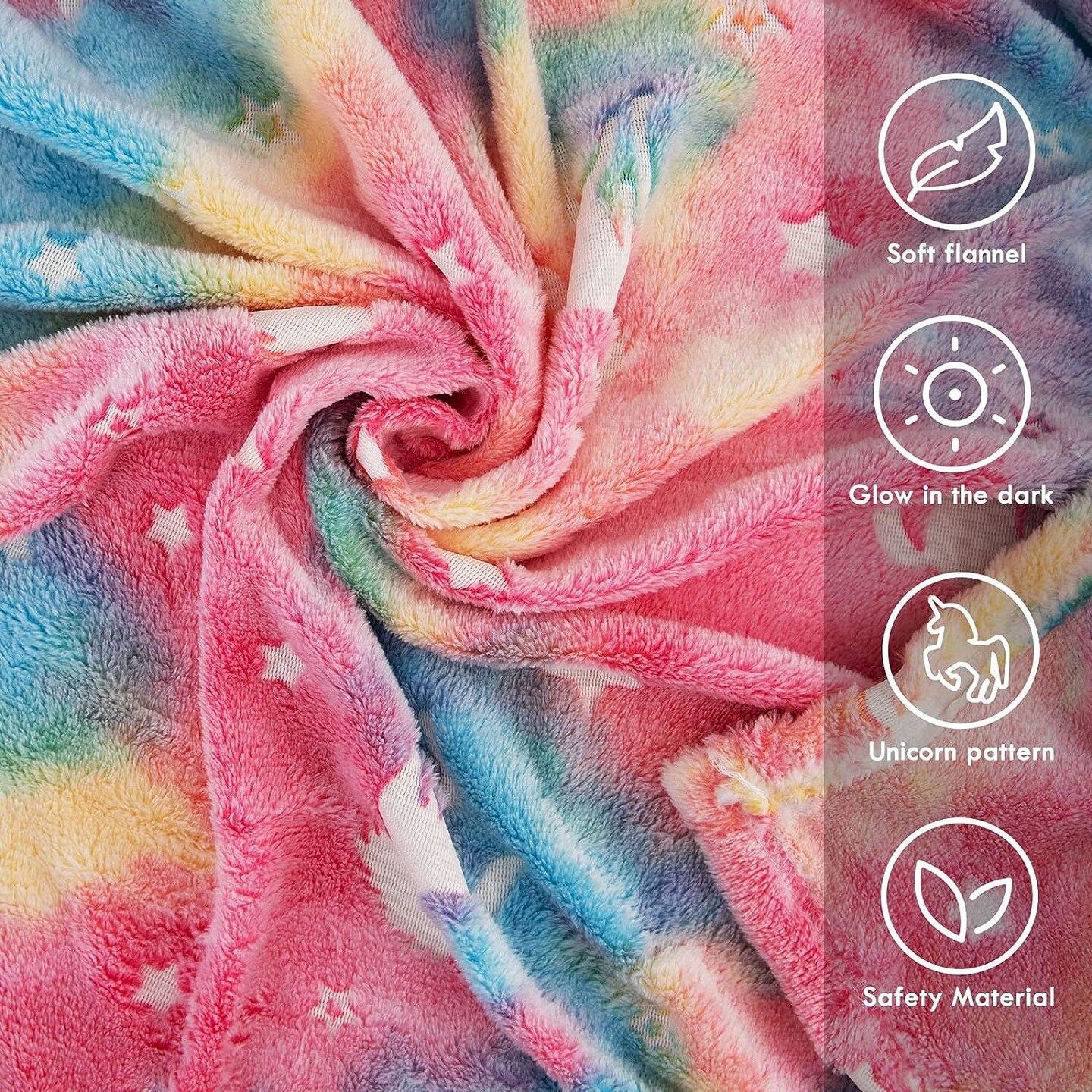 Glow in the Dark Throw Blanket Unicorn - Luminous Kids Blanket (50&#x22; x 60&#x22;)