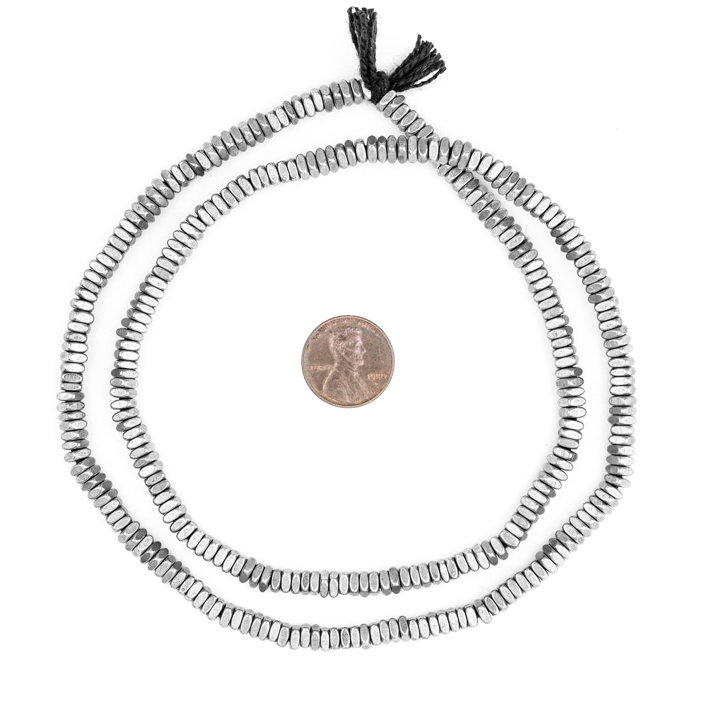 The Bead Chest Faceted Silver Square Beads 4mm White Metal Large Hole 24 Inch Strand