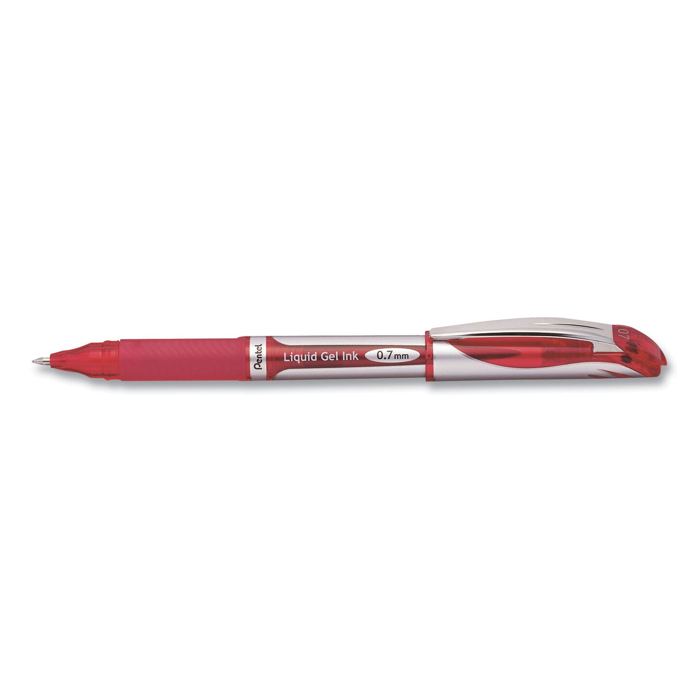 Pentel EnerGel Deluxe Gel Pen, Stick, Medium 0.7 mm, Red Ink, Silver
