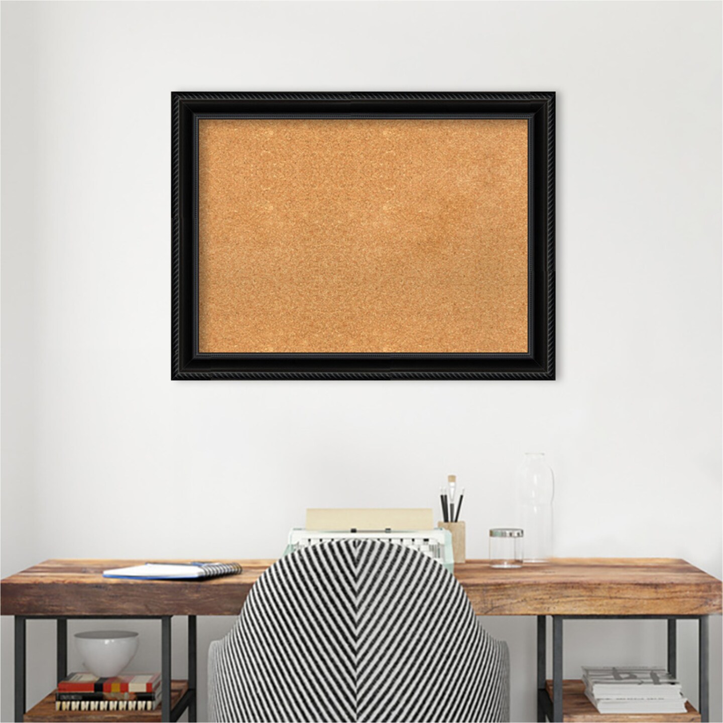 Corded Framed Corkboard, Natural Cork