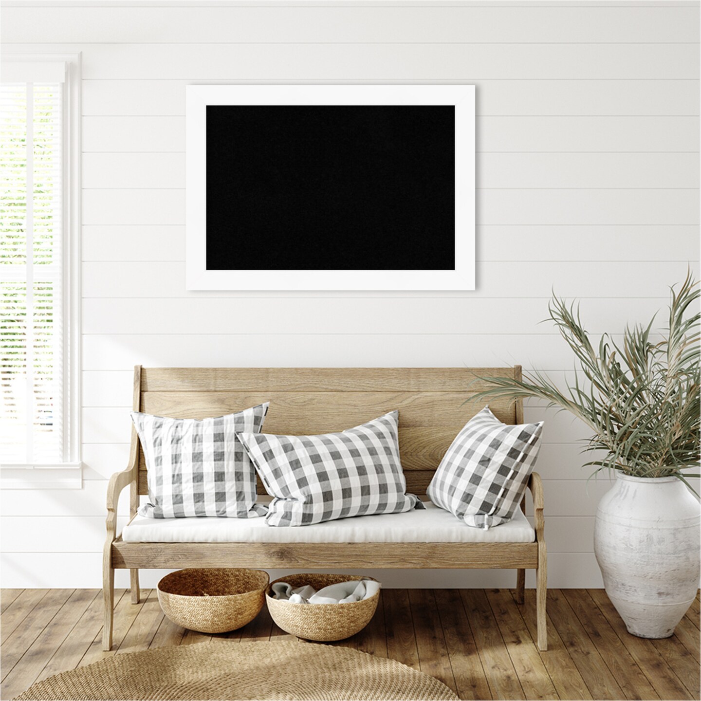 Cabinet White Framed Corkboard, Black Cork