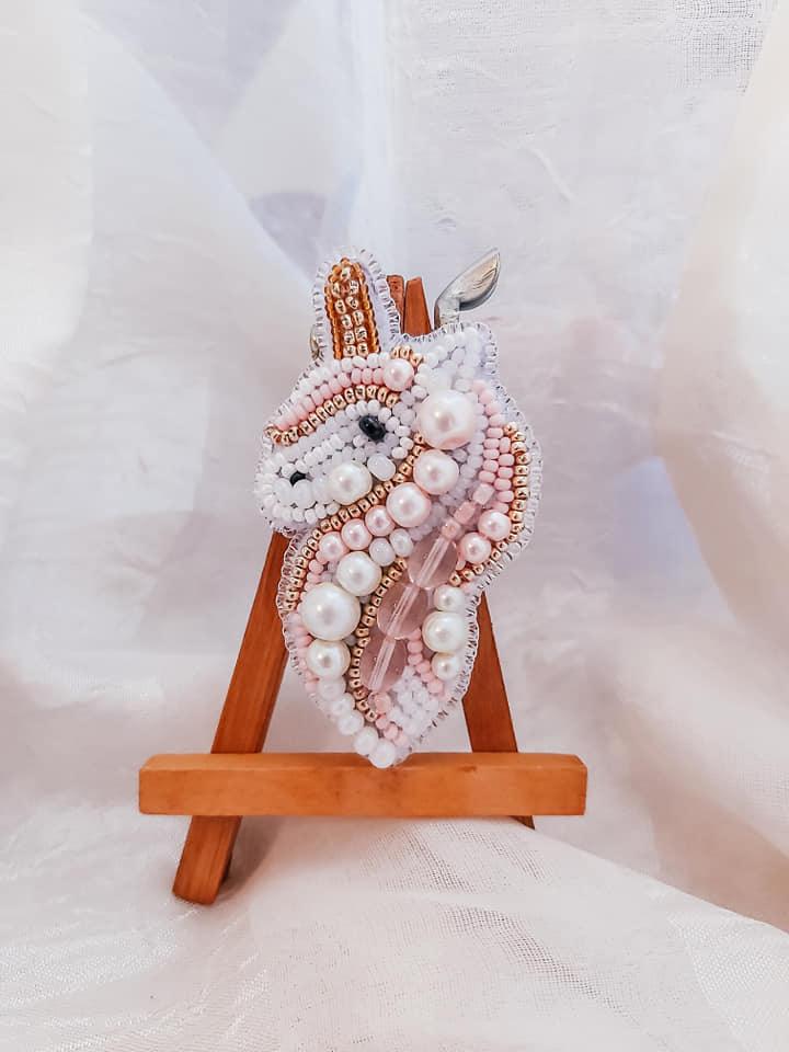 BP-244C Beadwork kit for creating brooch Crystal Art &#x22;Unicorn&#x22;