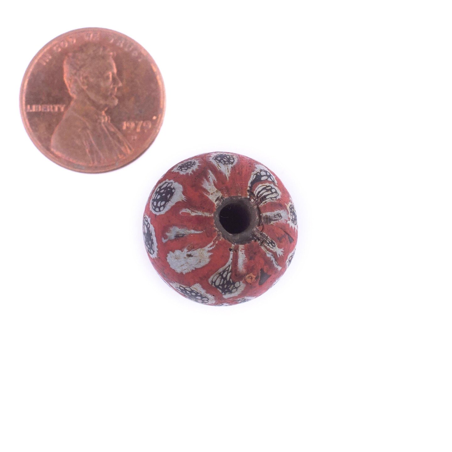 TheBeadChest Red Antique-Style Java Eye Glass Bead (Single Bead, 20mm)