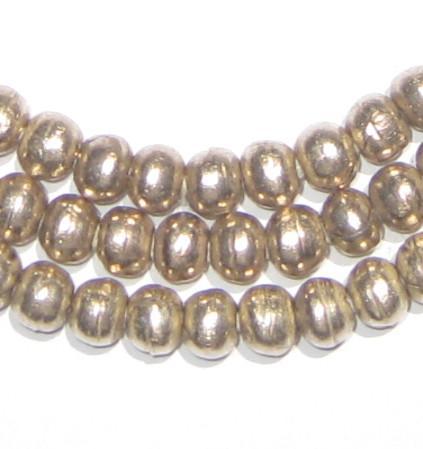 6mm Round Silver Beads - Full Strand of African Metal Spacer Beads - The Bead Chest