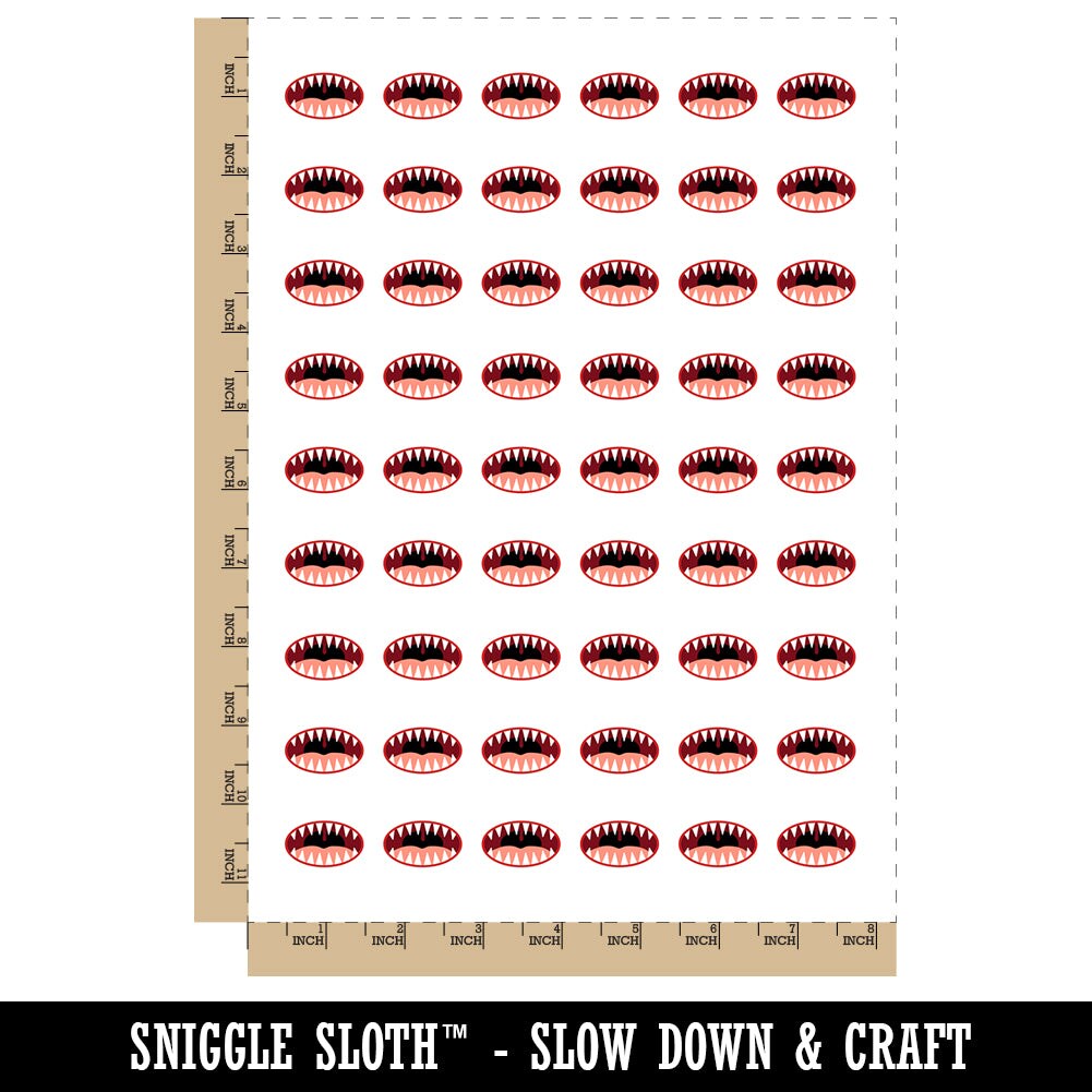 Open Mouth Sharp Teeth Temporary Tattoo Water Resistant Fake Body Art Set Collection (1 Sheet)