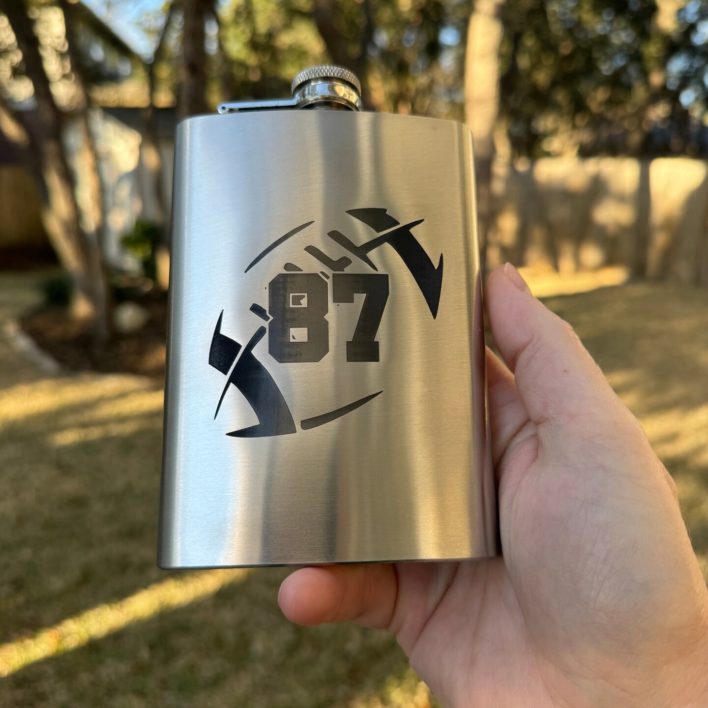 8oz Football 87 Flask Stainless Steel 8oz Football 87 Flask Stainless Steel