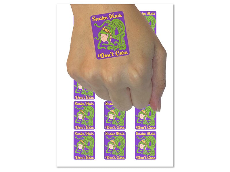 Medusa Snake Hair Don&#x27;t Care Temporary Tattoo Water Resistant Fake Body Art Set Collection (1 Sheet)