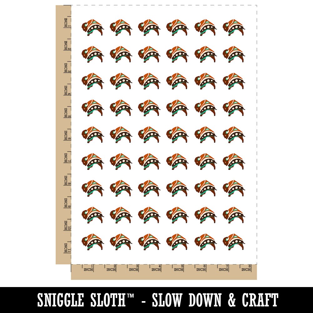 Southwestern Style Tribal Bison Buffalo Temporary Tattoo Water Resistant Fake Body Art Set Collection (1 Sheet)