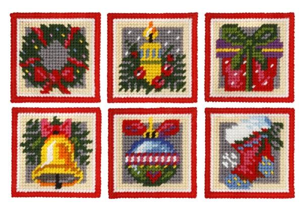 Coaster needlepoint (halfstitch) kit  set of 6 designs &#x22;Christmas time&#x22; 5106