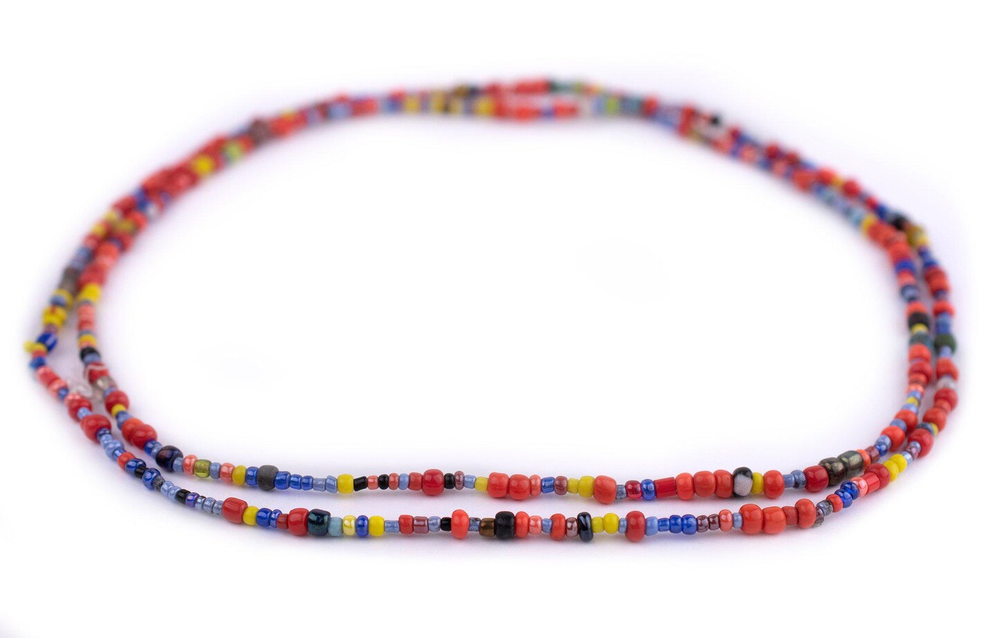 TheBeadChest Small Christmas Beads Rainbow Medley 3mm Ghana African Multicolor Seed Glass 40 Inch Strand Handmade