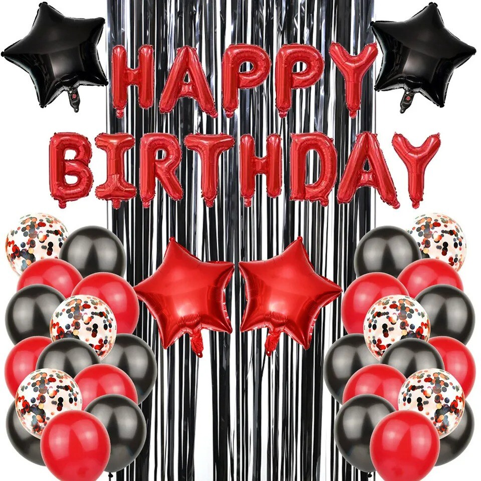 Hot Happy Birthday Decoration Multiple Color Banner Balloons Set Party Supplies