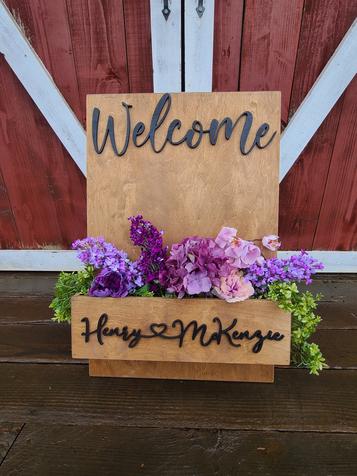 Personalized flower box welcome sign, A frame self standing, DIY ...