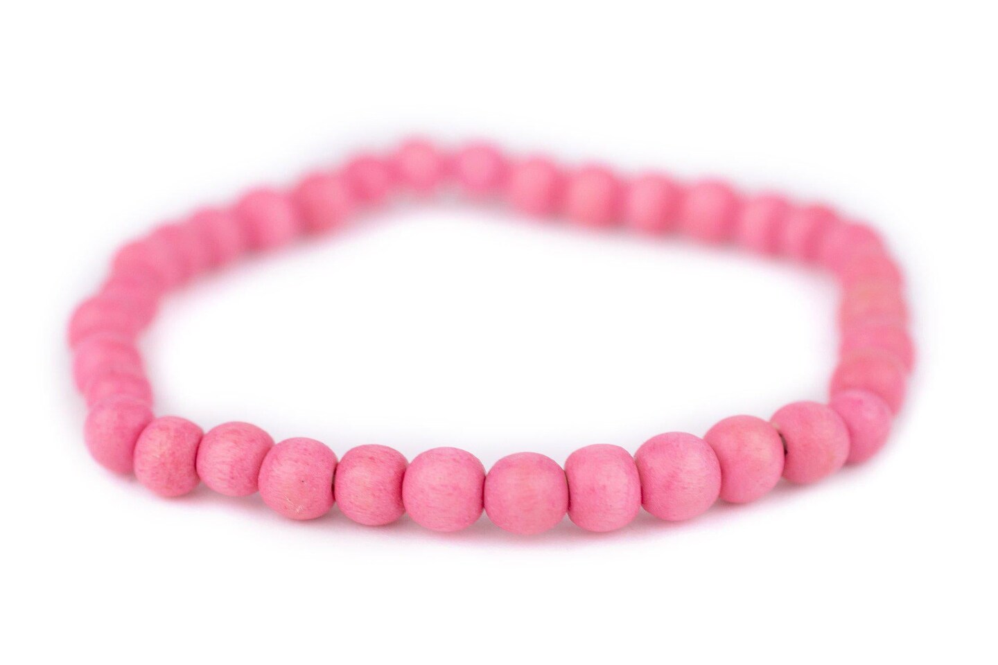 TheBeadChest Wood Stretch Bracelet, Neon Pink - Stackable Beaded Jewelry, Unisex for Men &#x26; Women