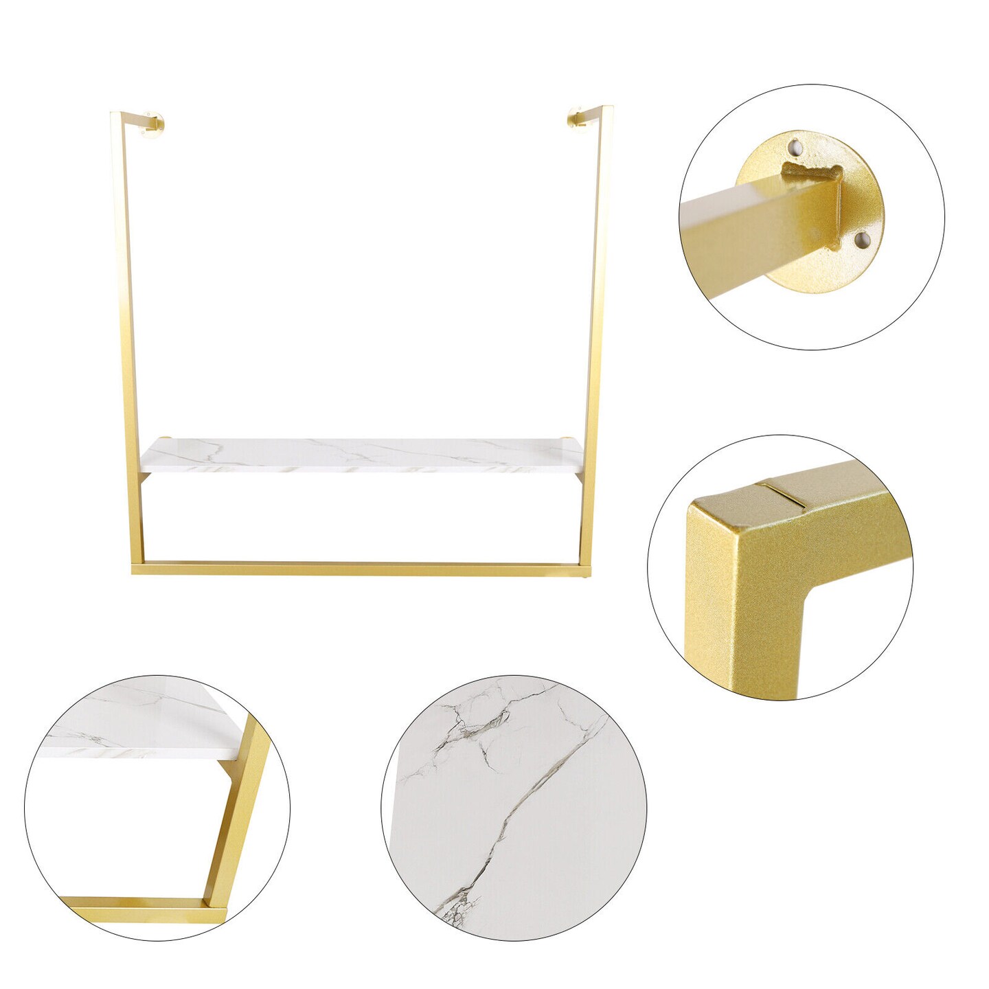 Kitcheniva Gold Metal U-Shaped Wall Mounted Clothing Display Rack