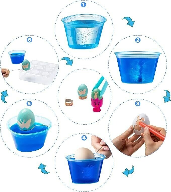 40Pcs Easter Egg Dye Kit DIY Easter Egg Decorating Kit with Dye Tablets Egg Hunt