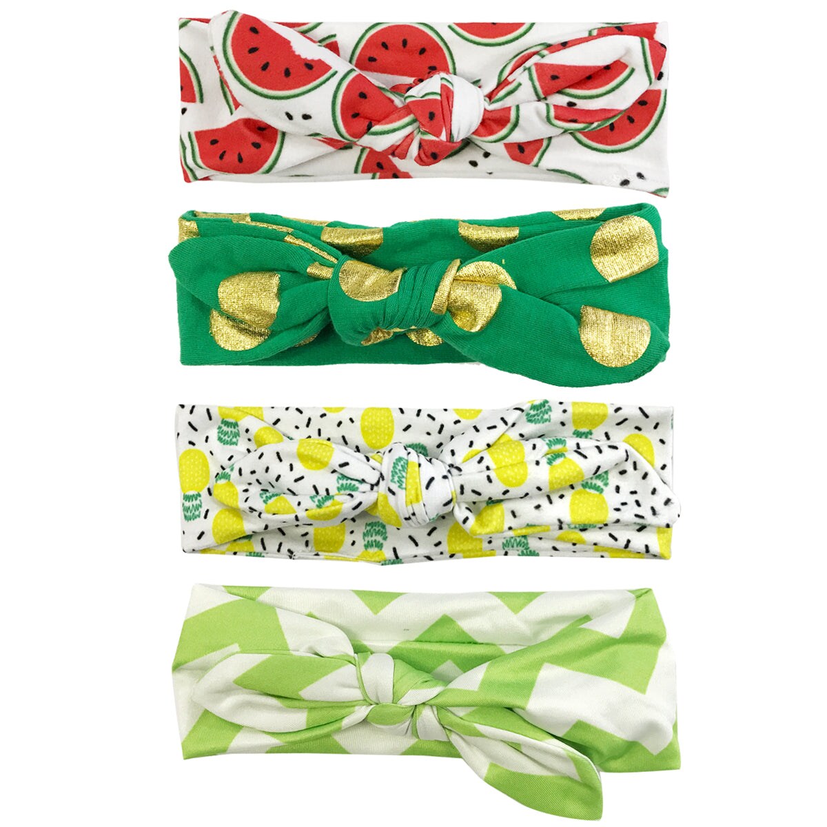 Wrapables Girls Boho Knotted Headband Headwrap (Set of 4), Fruity