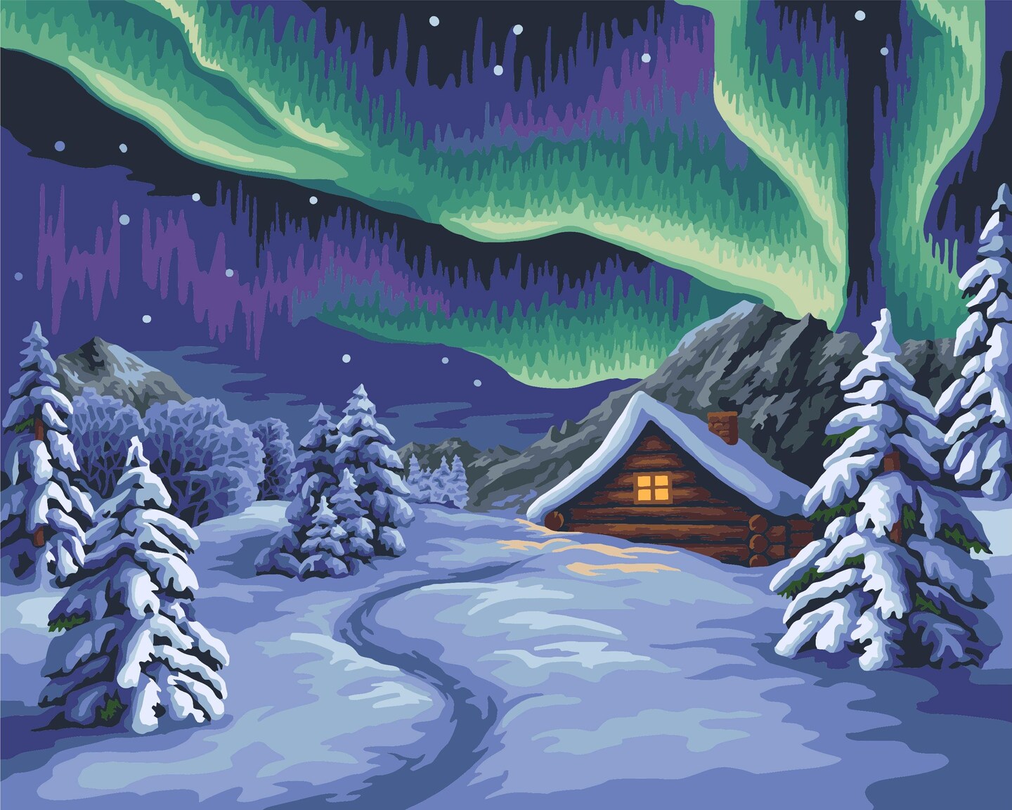 Painting by Numbers kit Crafting Spark Northern Lights A113 19.69 x 15.75 in