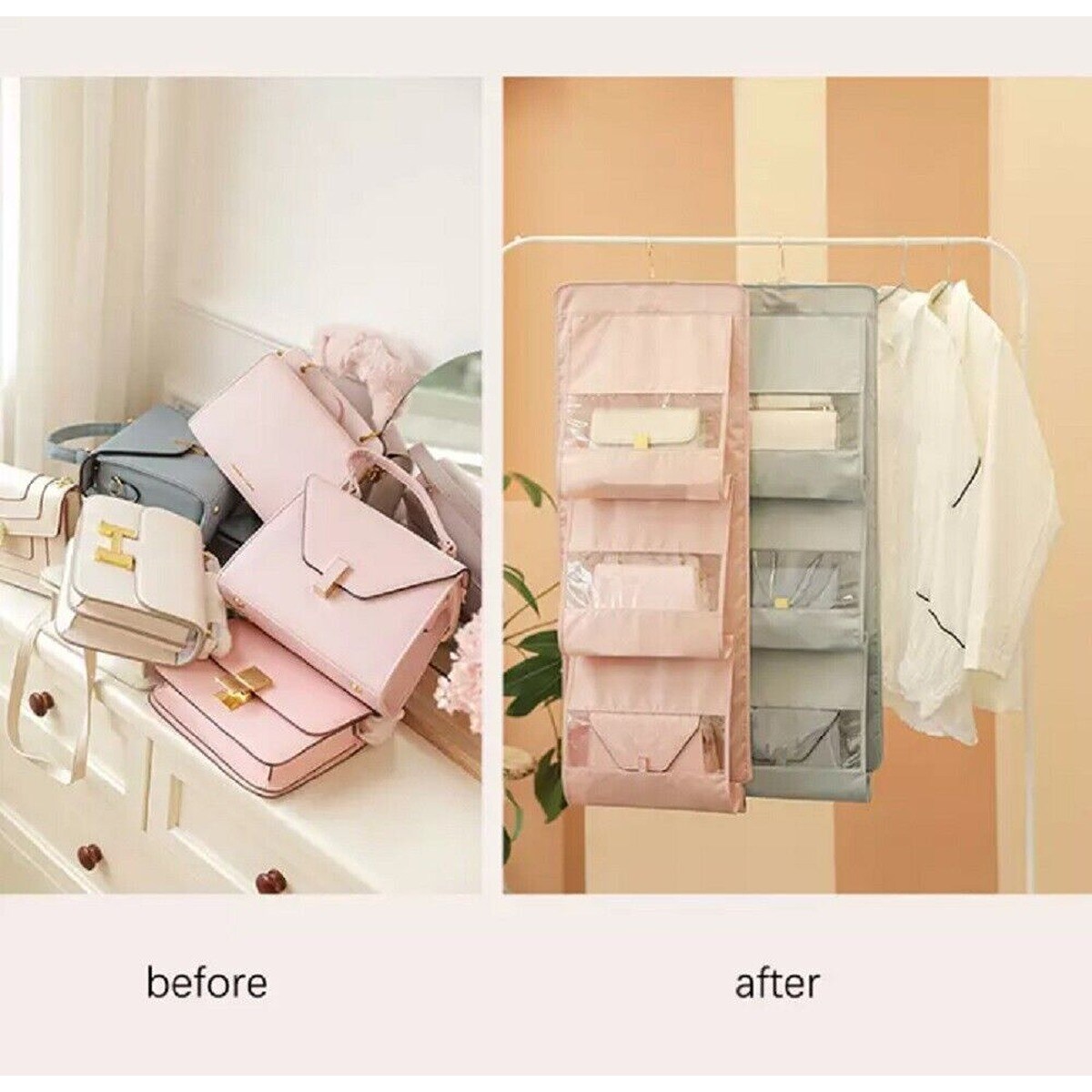 Hanging Handbag Organizer with 6 Pockets