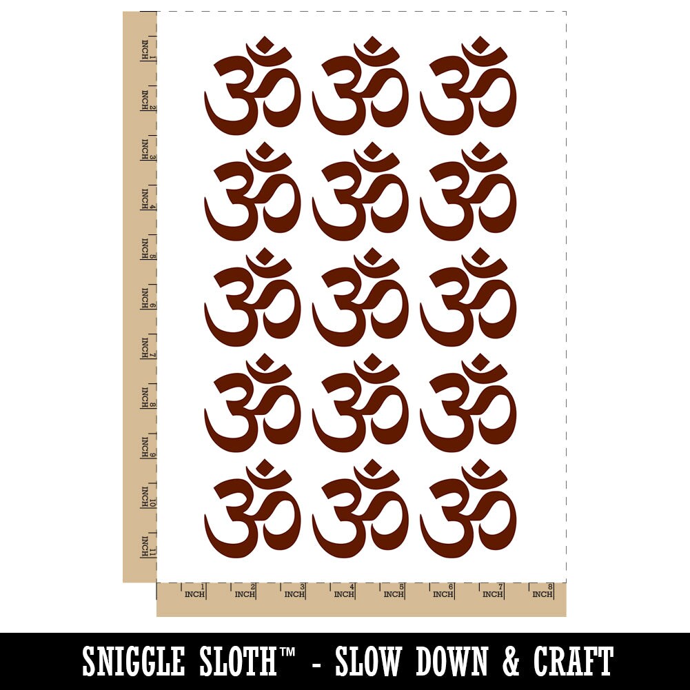 Om Aum Hinduism Buddhism Jainism Yoga Symbol Temporary Tattoo Water Resistant Fake Body Art Set Collection (1 Sheet)