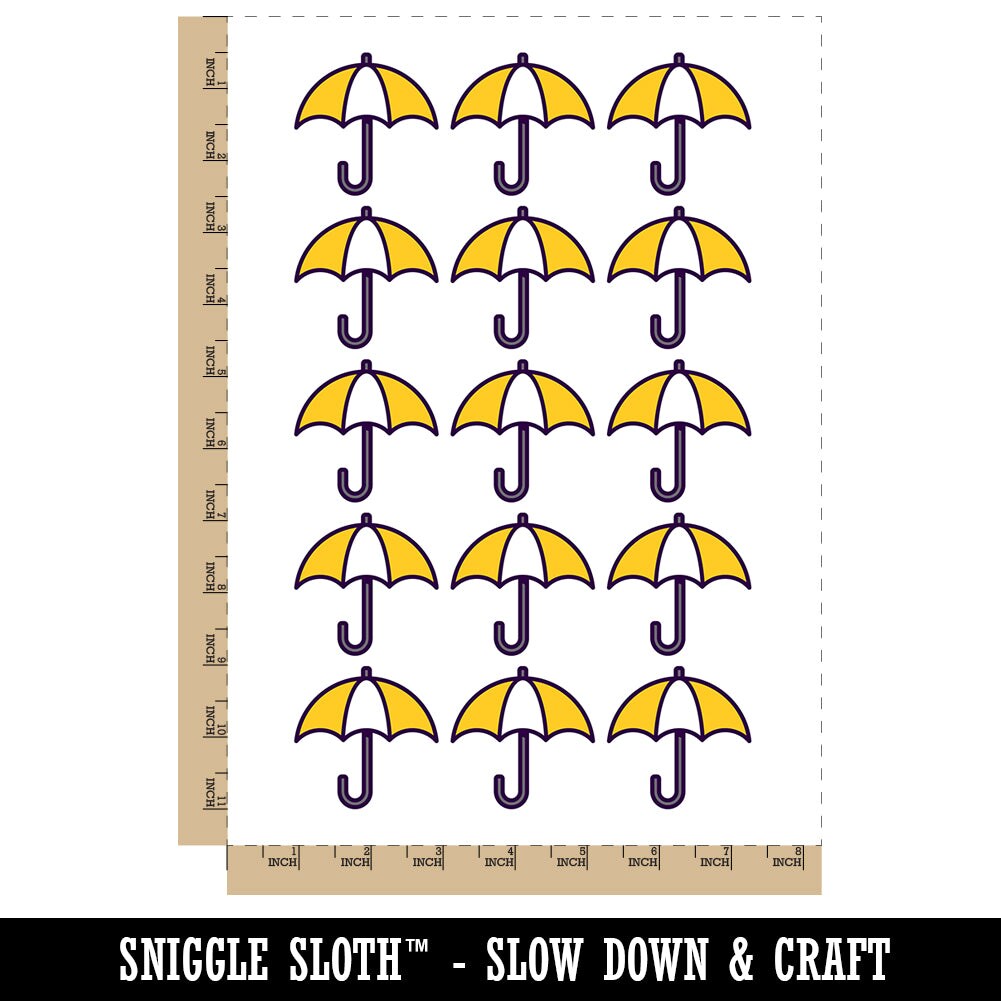 Rainy Day Umbrella Icon Temporary Tattoo Water Resistant Fake Body Art Set Collection (1 Sheet)