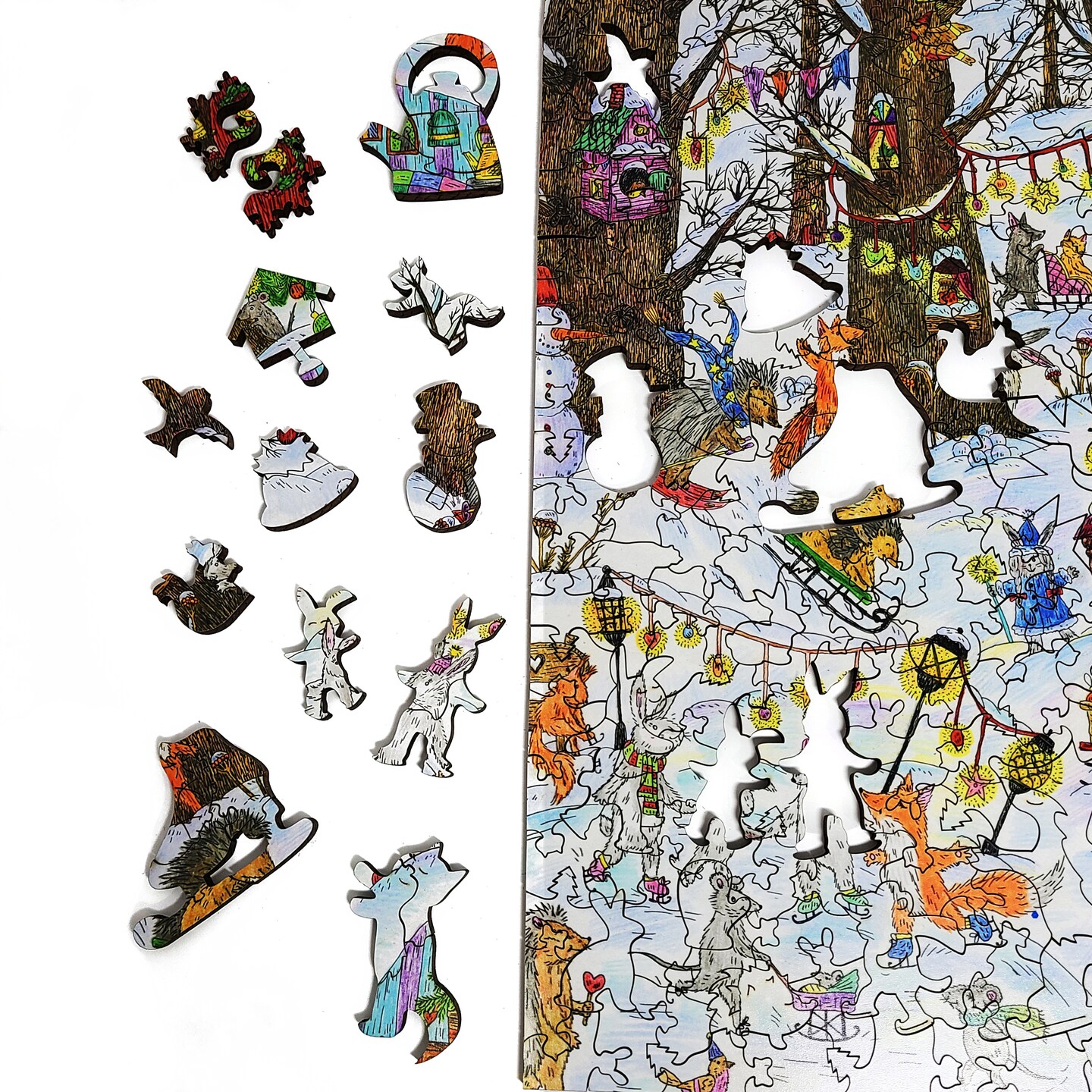 Wooden Jigsaw Puzzles for Adults - Uniquely Shaped Pieces - made