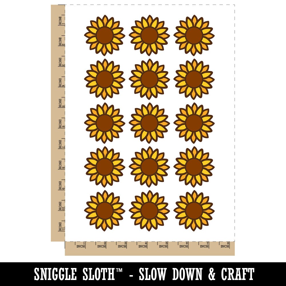 Summer Sunflower Temporary Tattoo Water Resistant Fake Body Art Set Collection (1 Sheet)