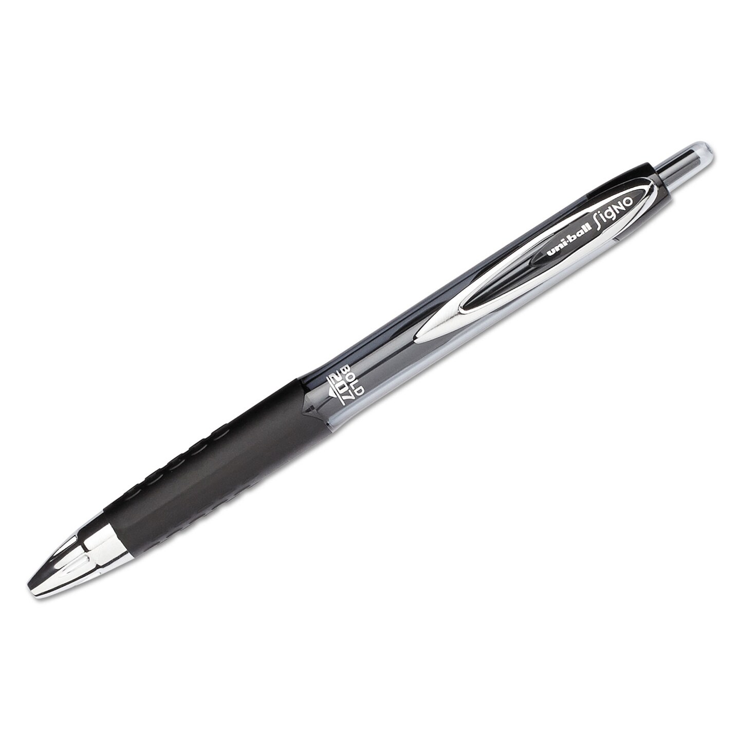 Uni-Ball Signo 207 Retractable Gel Pen, 1mm, Black Ink, Translucent Black Barrel, Dozen