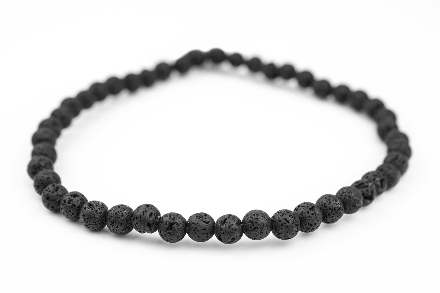 TheBeadChest Black Volcanic Lava Beads (8mm) (Large Hole)