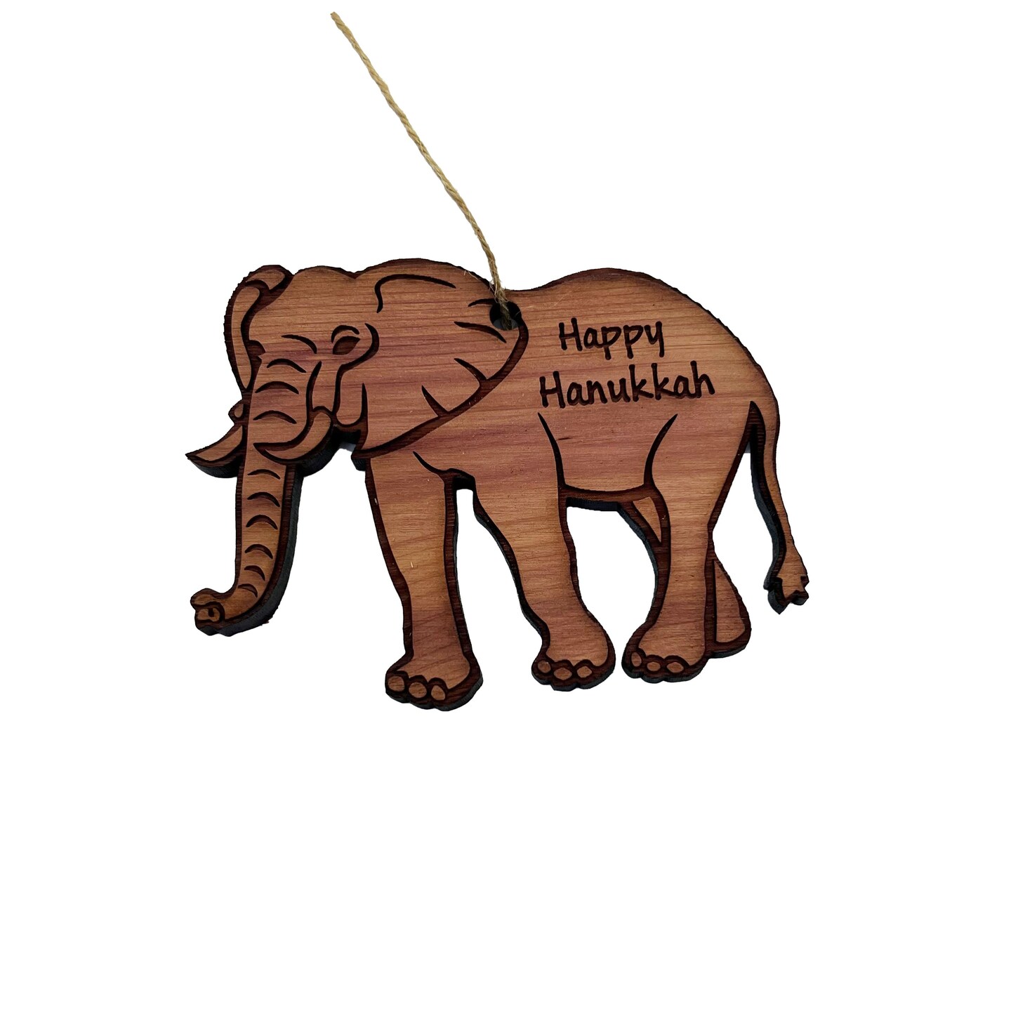 Elephant Merry Christmas - Cedar Ornament Elephant Merry Christmas - Cedar Ornament