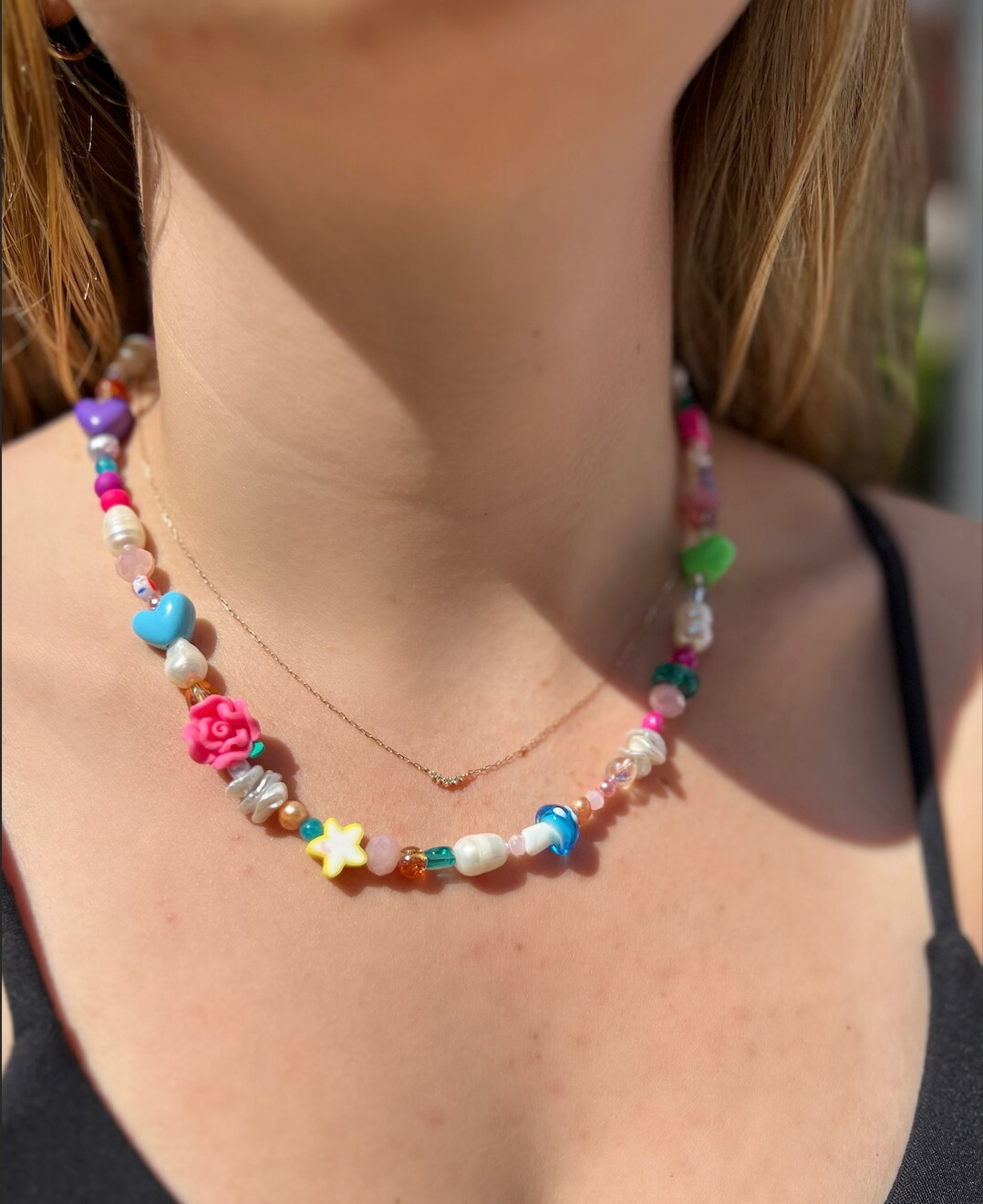 Boho Style Colorful Beaded Necklace Adjustable Holiday - Temu