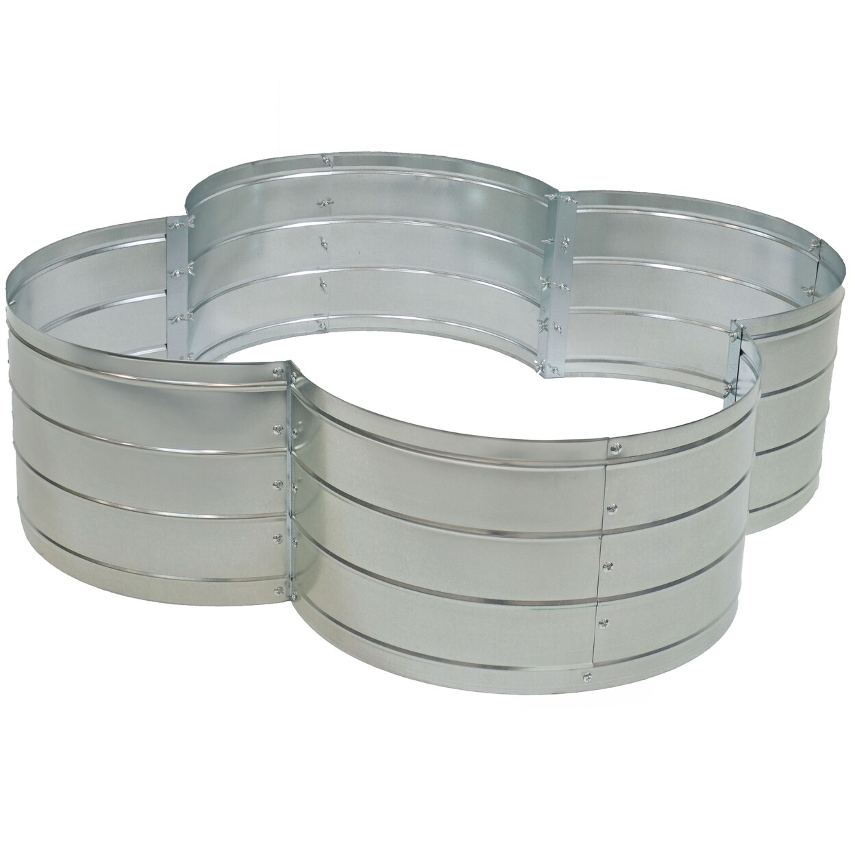 Sunnydaze 4-Leaf Clover-Shaped Galvanized Steel Raised Planter Bed - Silver