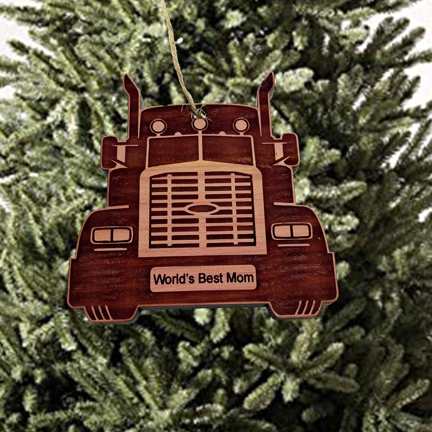 Diesel Worlds Best Mom - Cedar Ornament Diesel Worlds Best Mom - Cedar Ornament