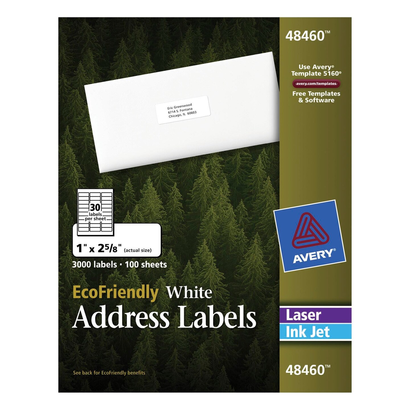 Avery EcoFriendly Address Labels, 1 x 2-5/8 Inches, Pack of 3000