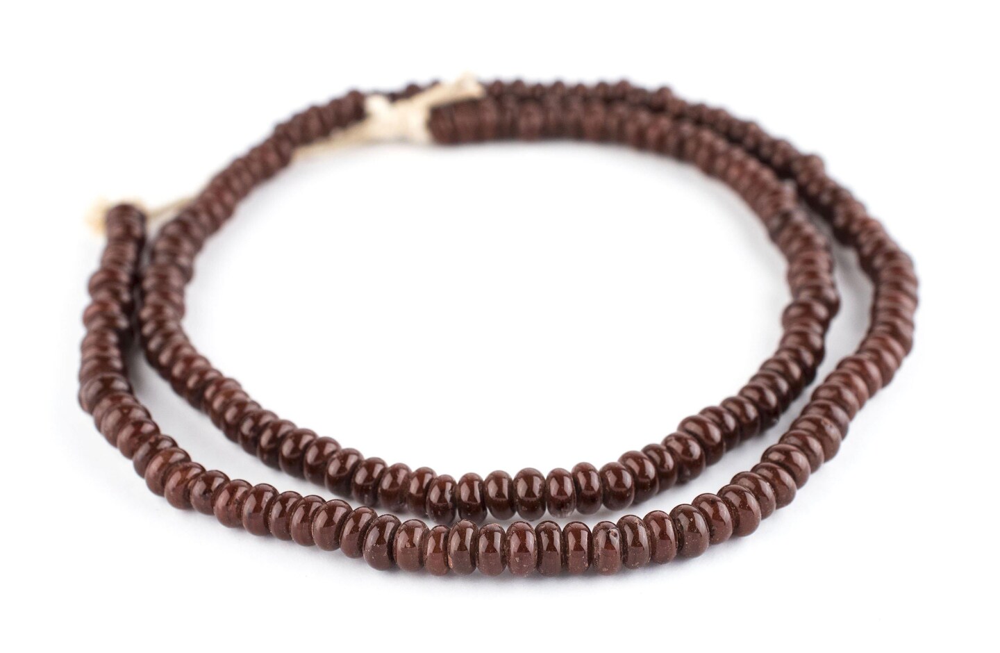 Brown Glass Donut Beads - 24 Inch Strand of Indonesian Rondelle Java Glass Beads for Crafts &#x26; Jewelry Making - The Bead Chest