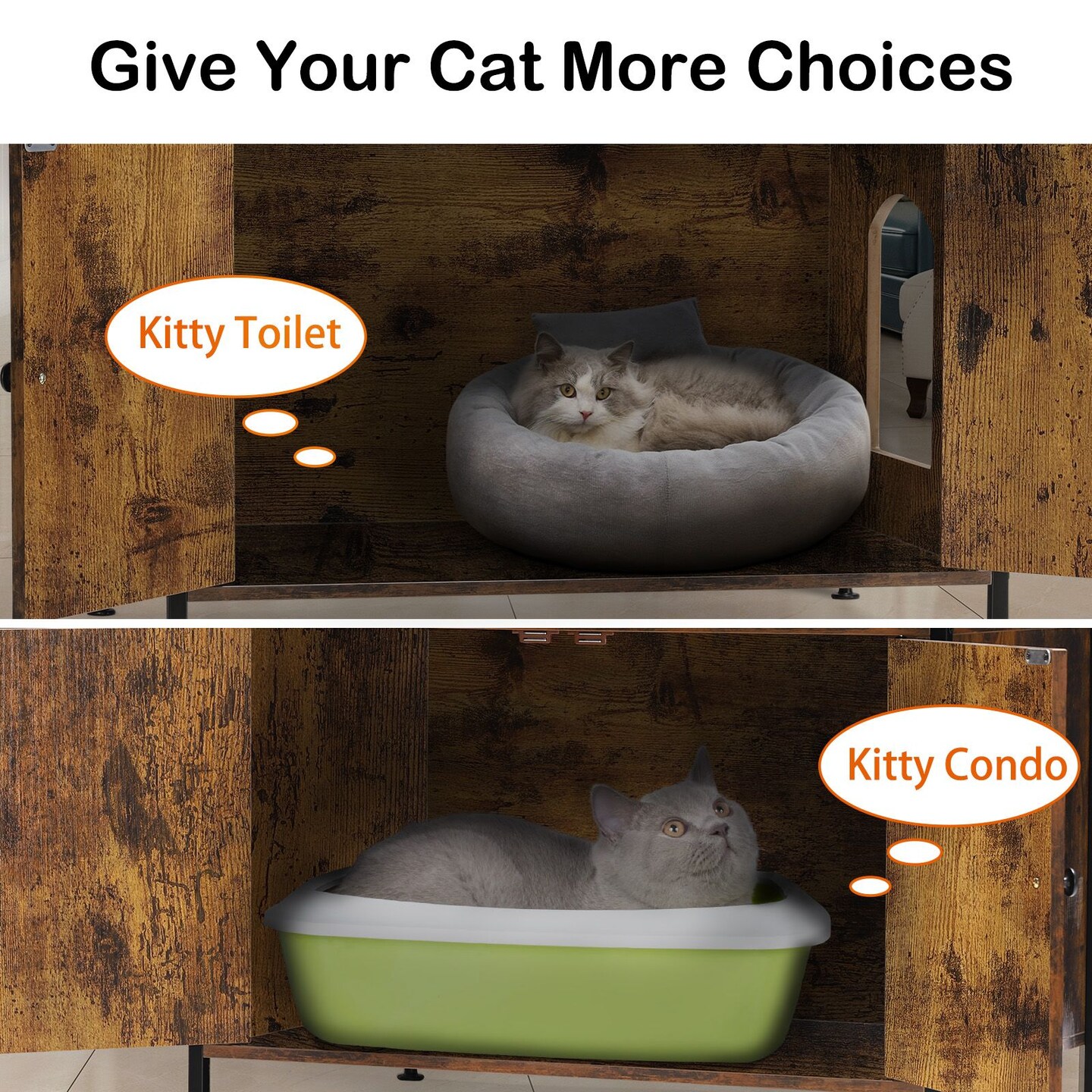 Litter Box Enclosure with Storage Shelves
