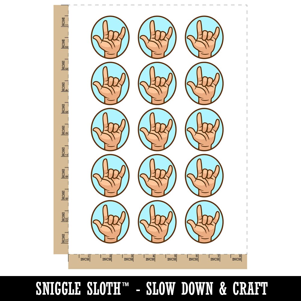 I Love You Hand Sign Language Temporary Tattoo Water Resistant Fake Body Art Set Collection (1 Sheet)