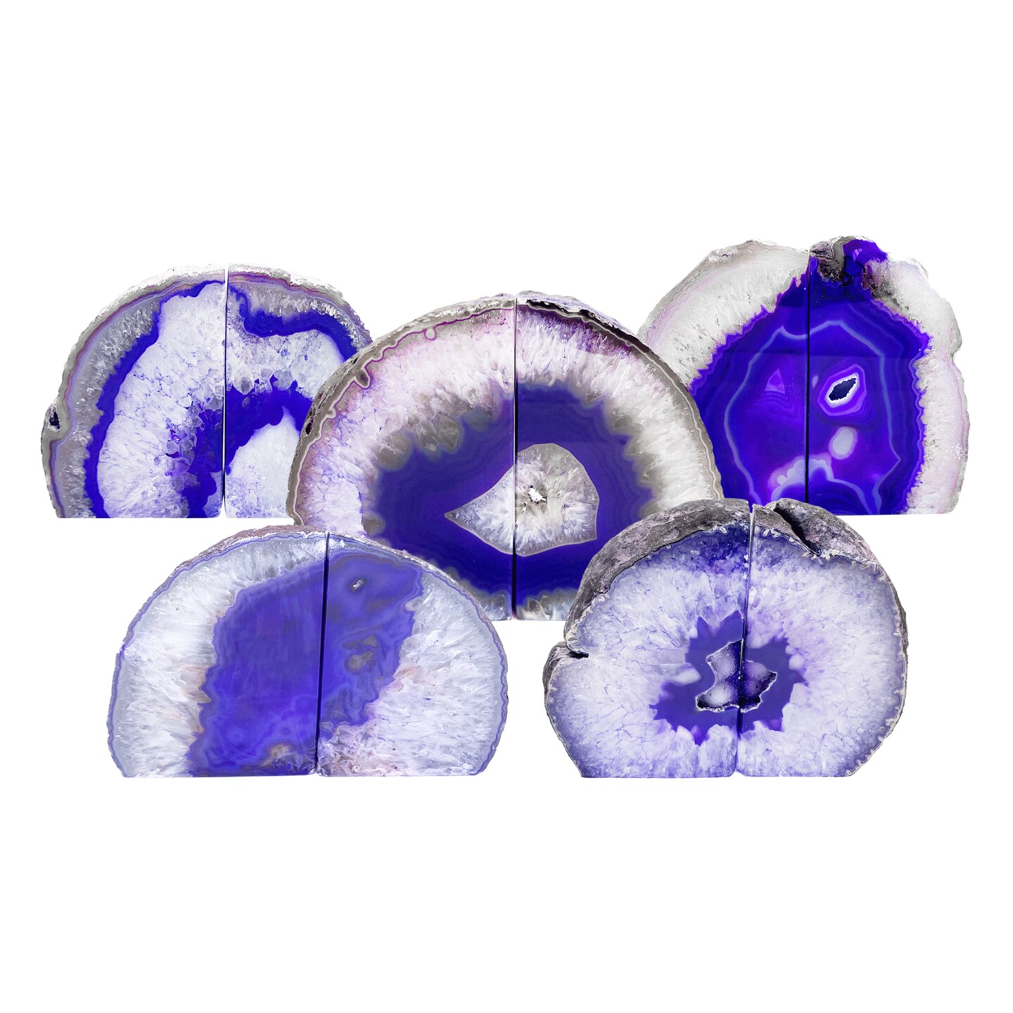 Purple Agate Bookend Pair, Natural Geode Bookend, Healing Crystal Bookend Set, Choose Size, Home Décor, GemMartUSA (BKPP)