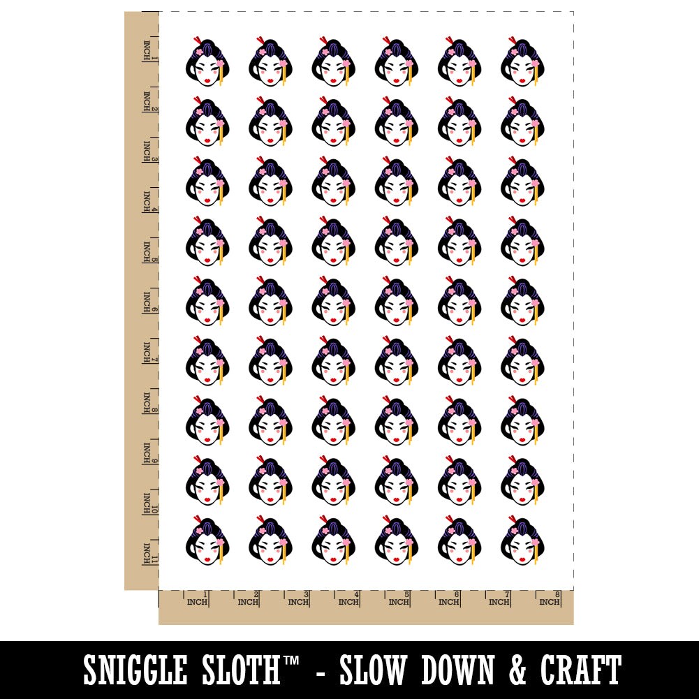 Japanese Geisha Woman Head Temporary Tattoo Water Resistant Fake Body Art Set Collection (1 Sheet)