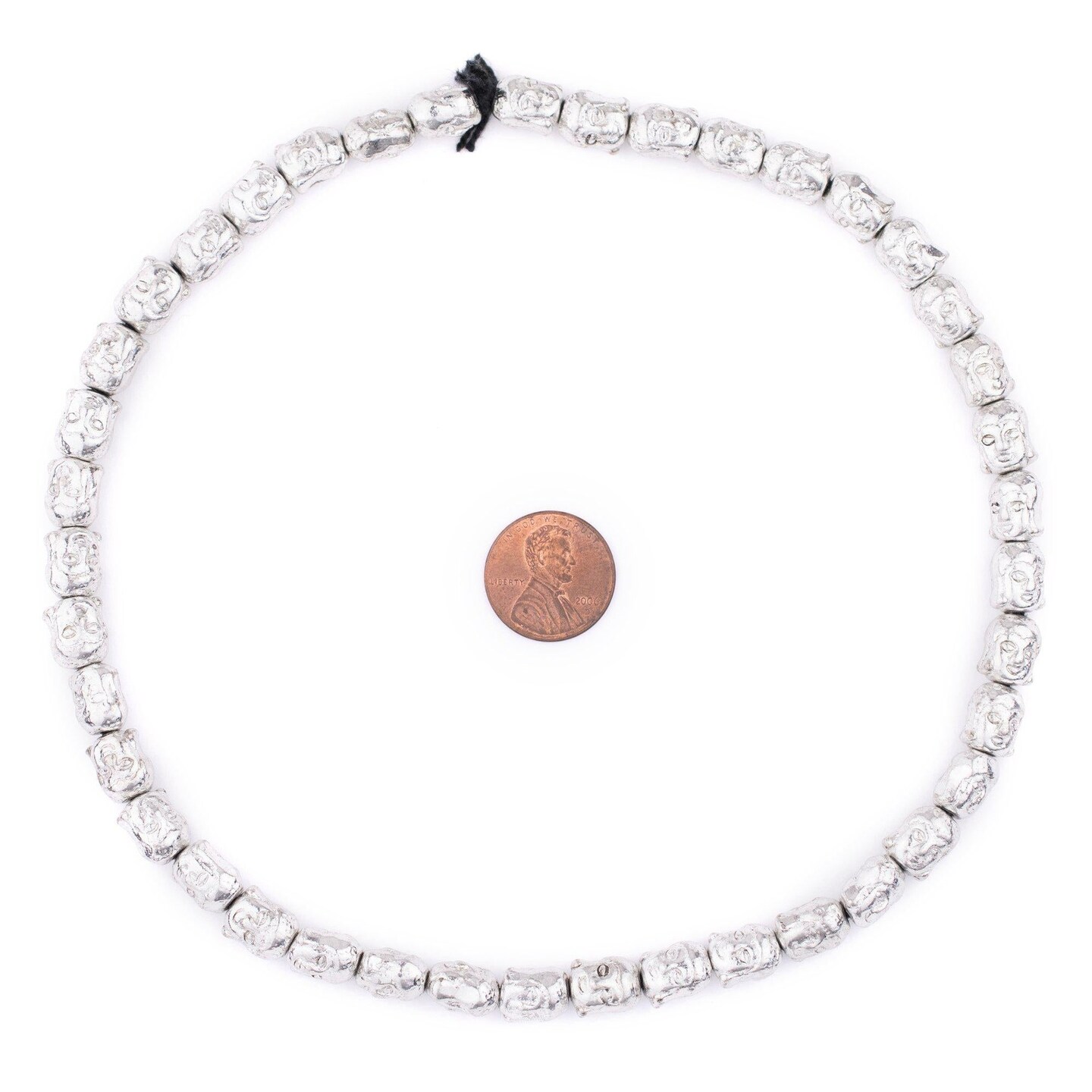 TheBeadChest Silver Buddha Beads, Full Strand of Quality Metal Spacers for DIY Jewelry Design