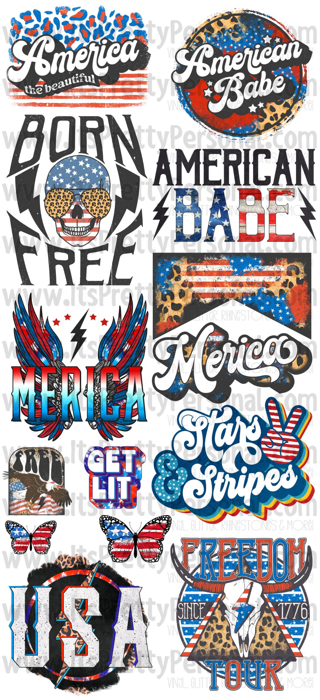 DESIGN #18- American Babe DTF Gang Sheet 22&#x22;x48&#x22; (Fabric Transfers)