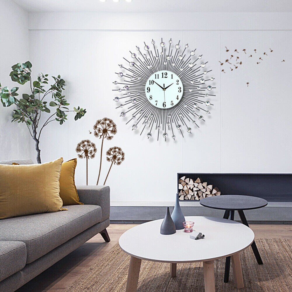 Kitcheniva 60cm Luxury Large Peacock Metal Wall Clock Decor