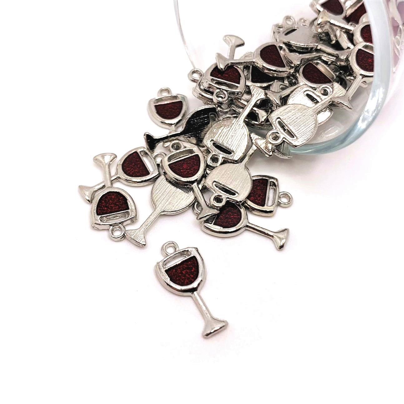 4, 20 or 50 Pieces Red and Silver Wine Glass Charms Michaels