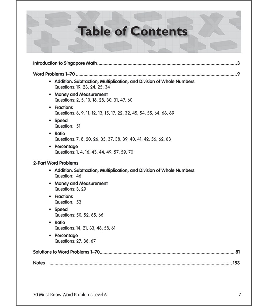 Singapore Math &#x2013; 70 Must-Know Word Problems Workbook for 7th Grade Math, Paperback, Ages 12&#x2013;13 with Answer Key