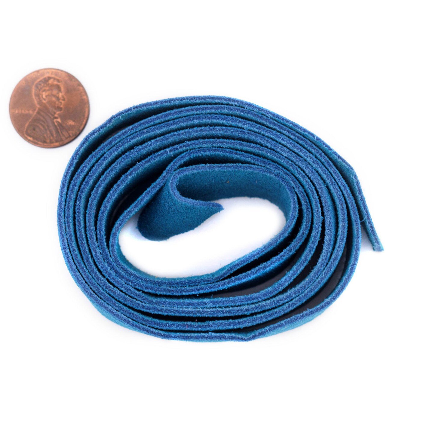 TheBeadChest 20mm Blue Flat Suede Leather Cord (3ft)