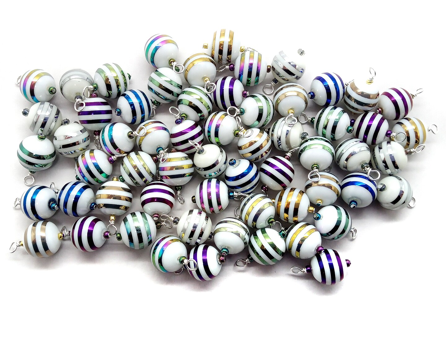 Striped Miniature Ornament Mix, 20 pc, Mini Glass Baubles for Dollhouse, 1:6 or 1:12 Scale, Adorabilities