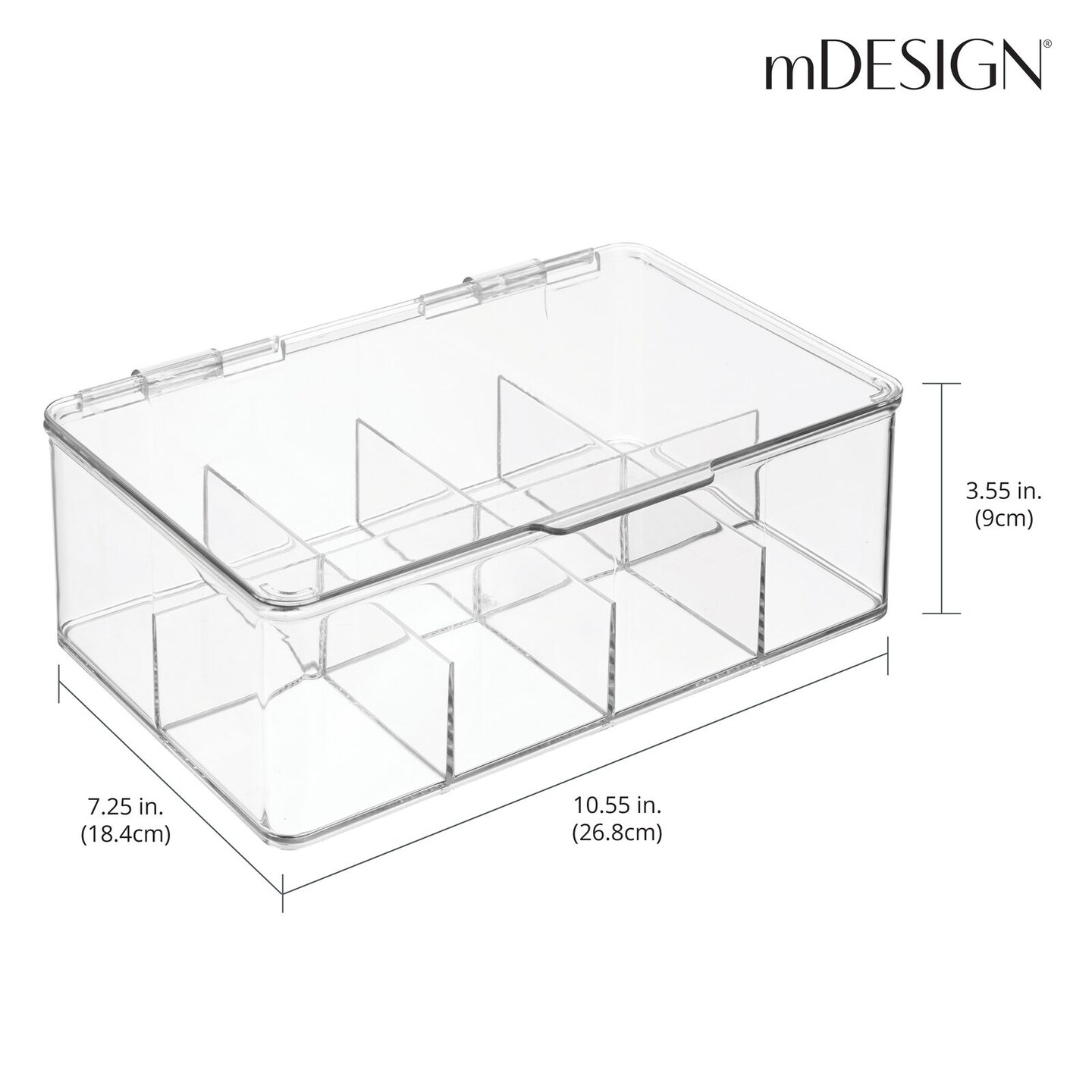 mDesign Plastic Stackable Tea Bag Storage Bin Organizer Box Holder