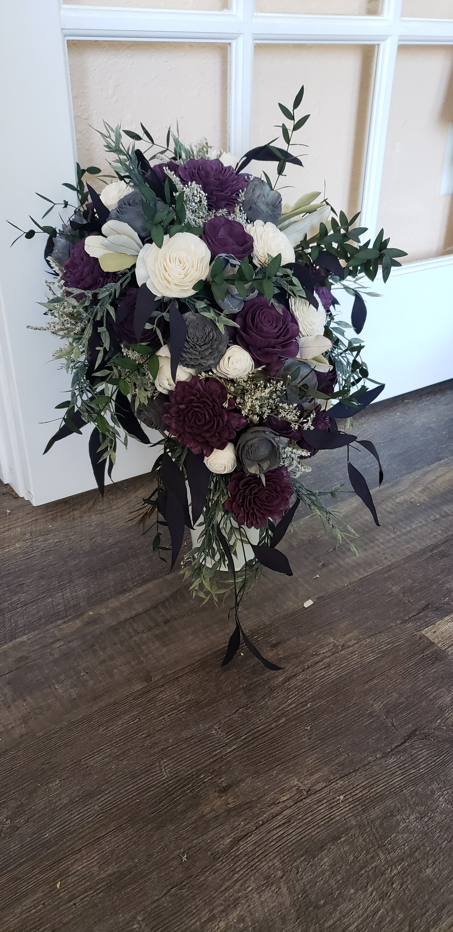 Plum, Charcoal and popular Pure White Small Bouquet