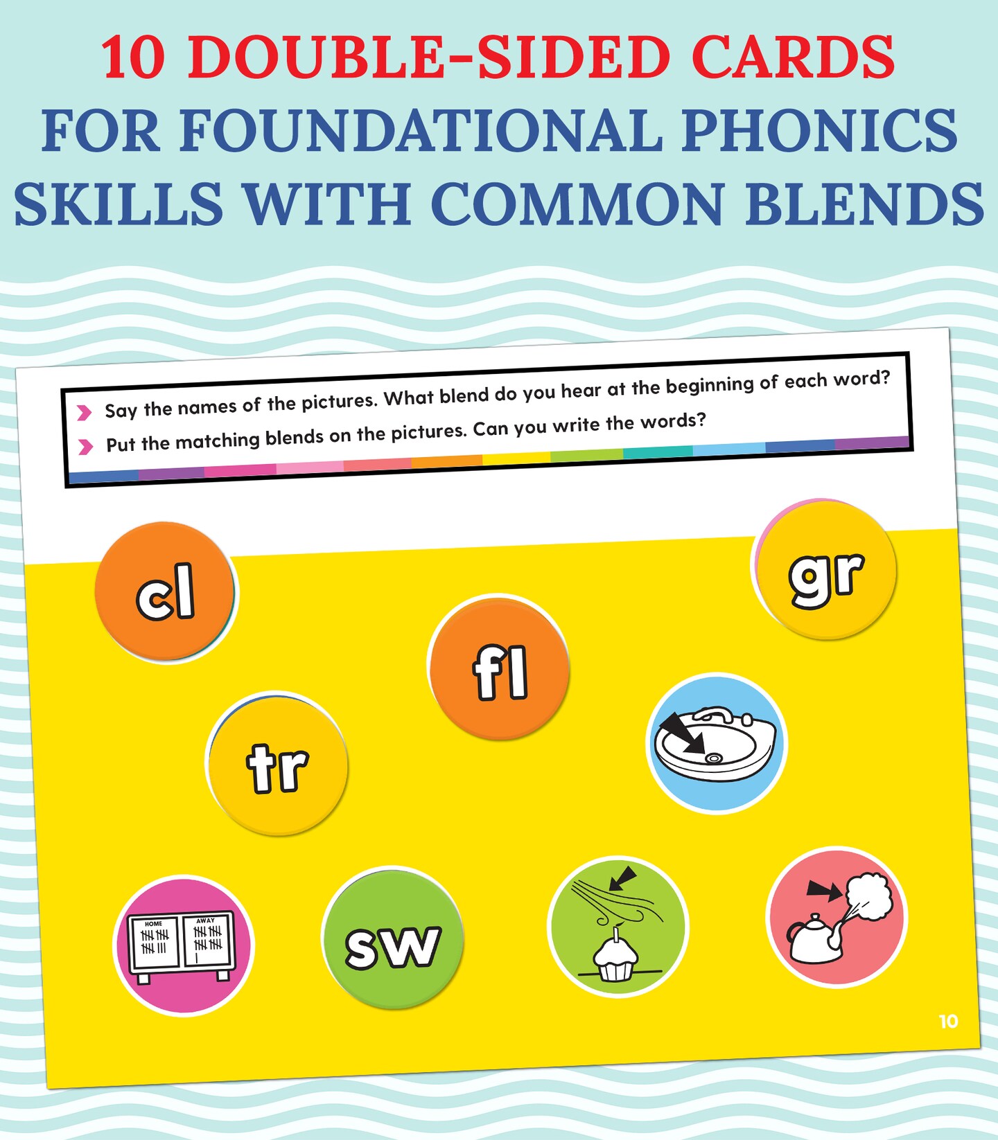 Carson Dellosa Edu-Clings Silicone Center Beginning and Ending Blends Manipulative&#x2014;Grades 1-2 Dry-Erase Mats and Phonics Manipulatives With Common Blends, Language Arts Skills (25 pc)