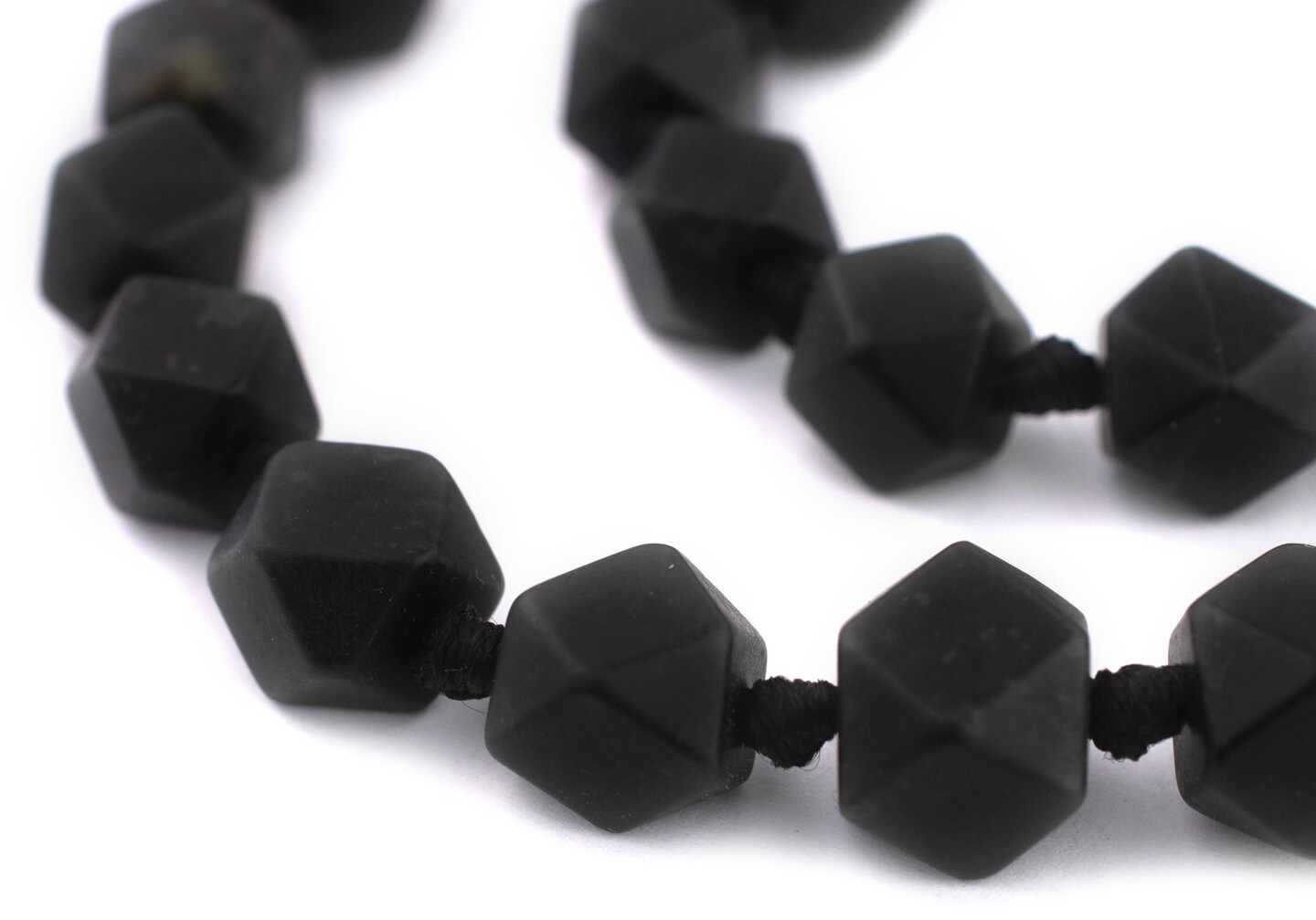 The Bead Chest Black Cornerless Cube Serpentine Beads 9-12mm Afghanistan Faceted Gemstone 19 Inch Strand