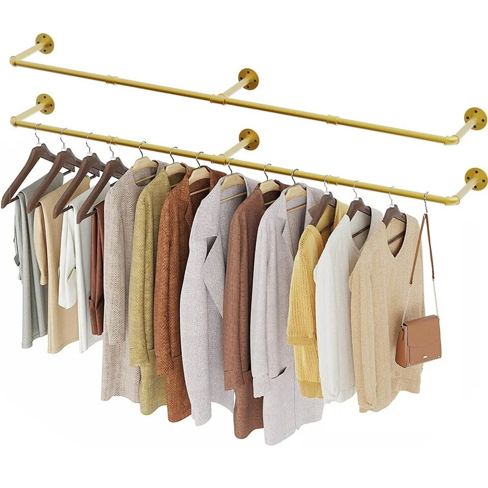 Super Long Industrial Pipe Clothes Rack Wall Garment Bar Clothes Hanging Rod